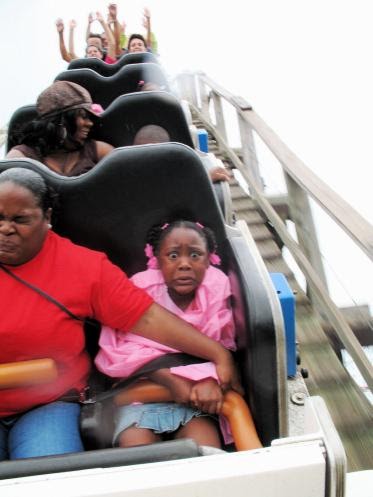 funny picture scared face on the roller coaster